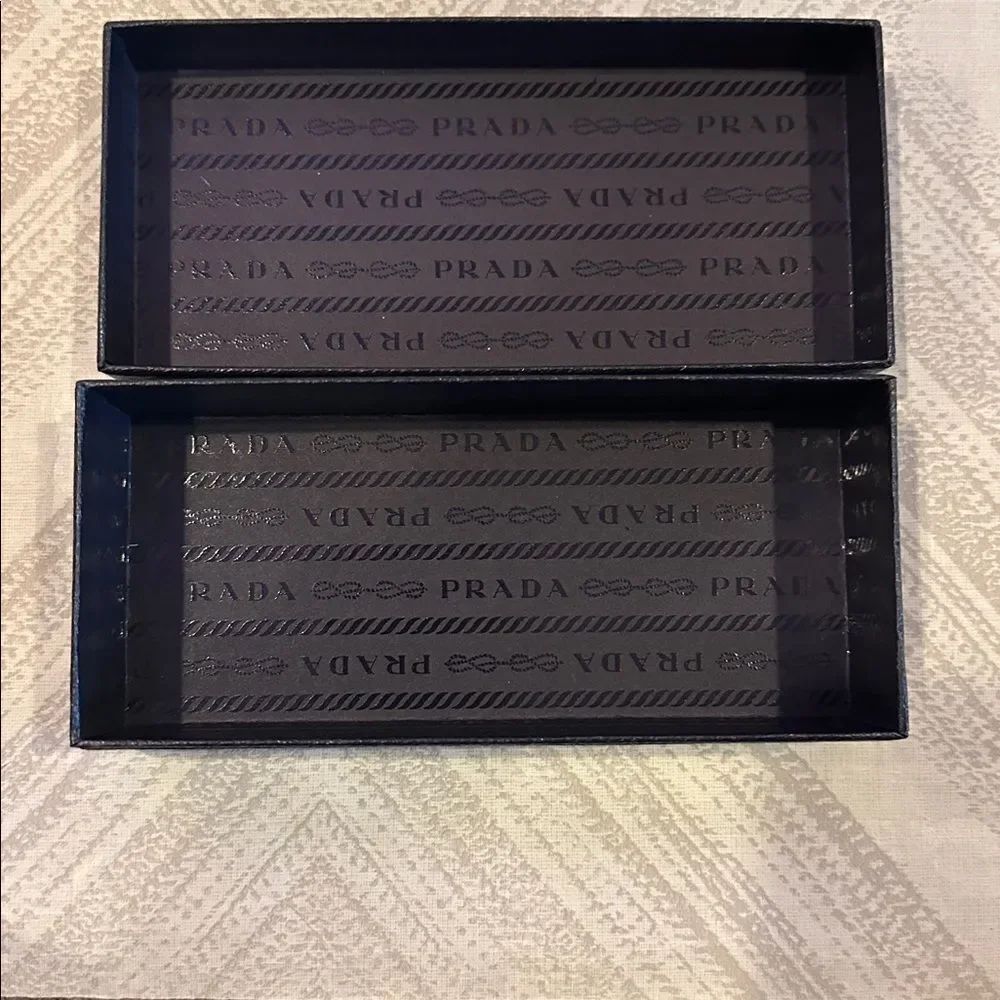 Prada Textured Small Black Rectangular Sunglasses Box - Picture 4 of 4